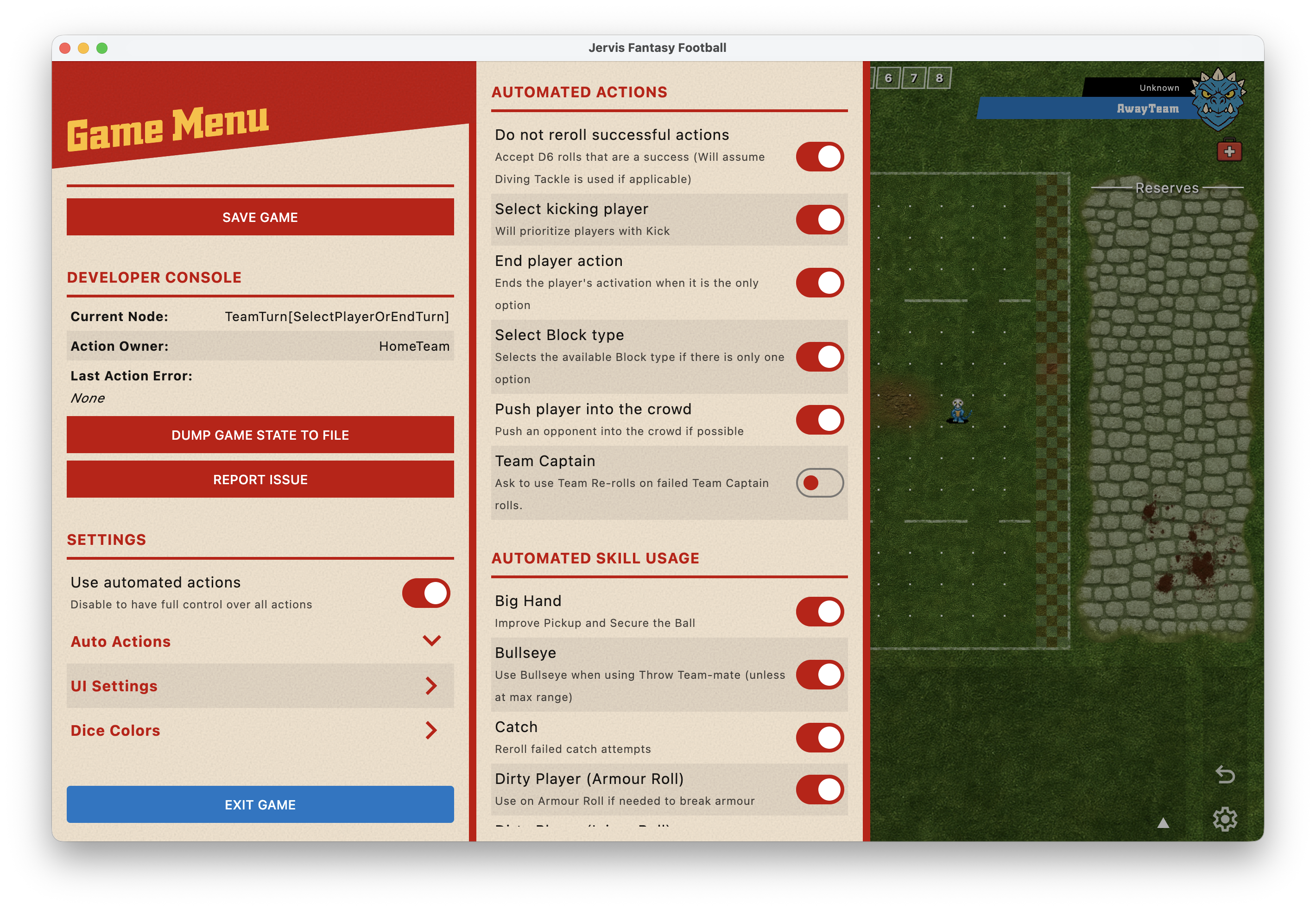 Auto Actions Menu